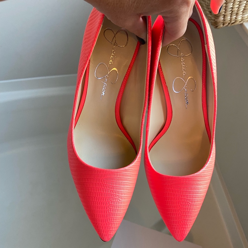 Neon coral Jessica Simpson Pumps. BRAND NEW